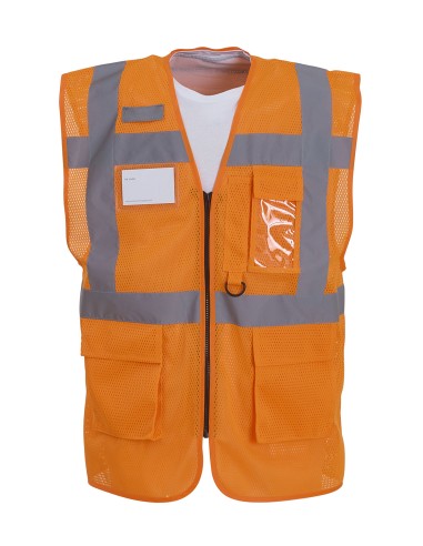 Y-HVW820-Hi-Vis Top Cool Recycled Open Mesh Executive Waistcoat